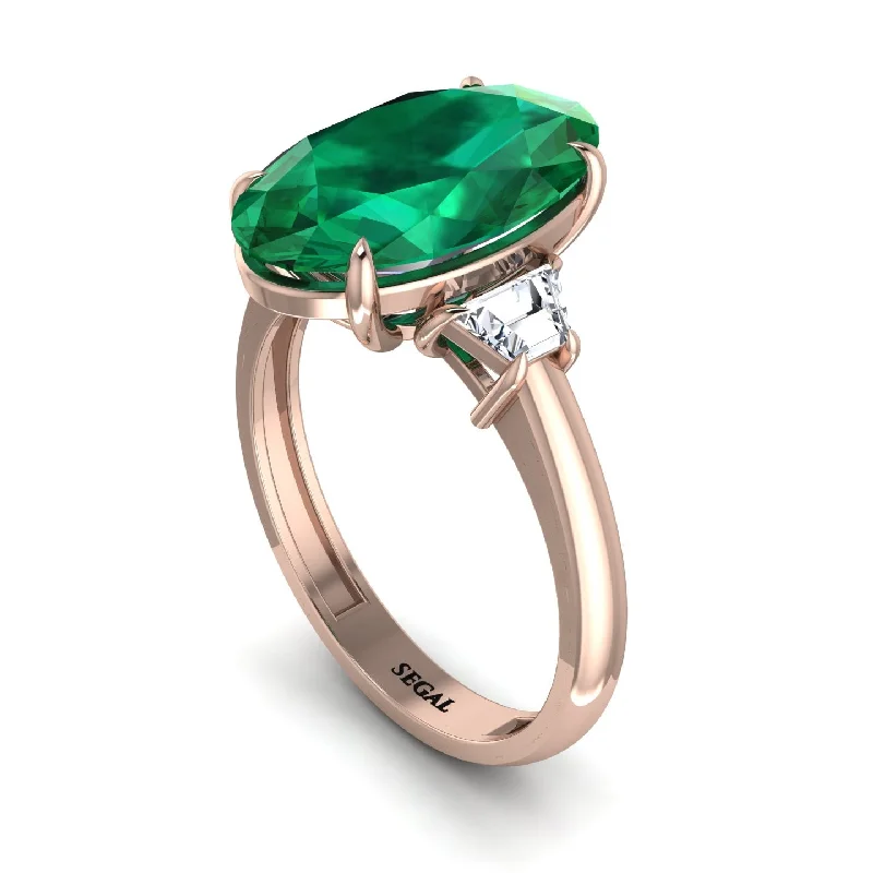 Stunning Engagement Rings For Romantic Proposals-Oval-Cut Emerald Three Stone Engagement Ring - Amari No. 5