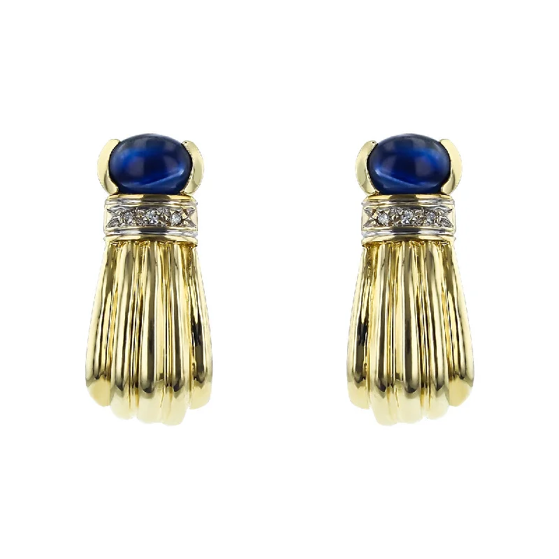 Trendy Resin Earrings For Bold Look-14K Yellow Gold Sapphire and Diamond Earrings