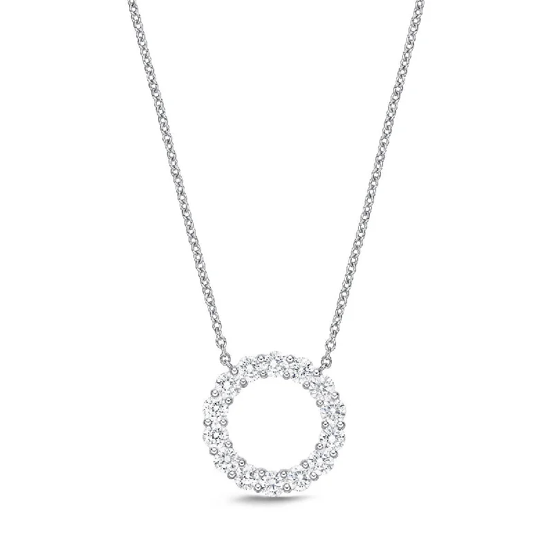 Vintage Style Necklaces For Retro Looks-Memoire 18k White Gold Diamond Circle Necklace