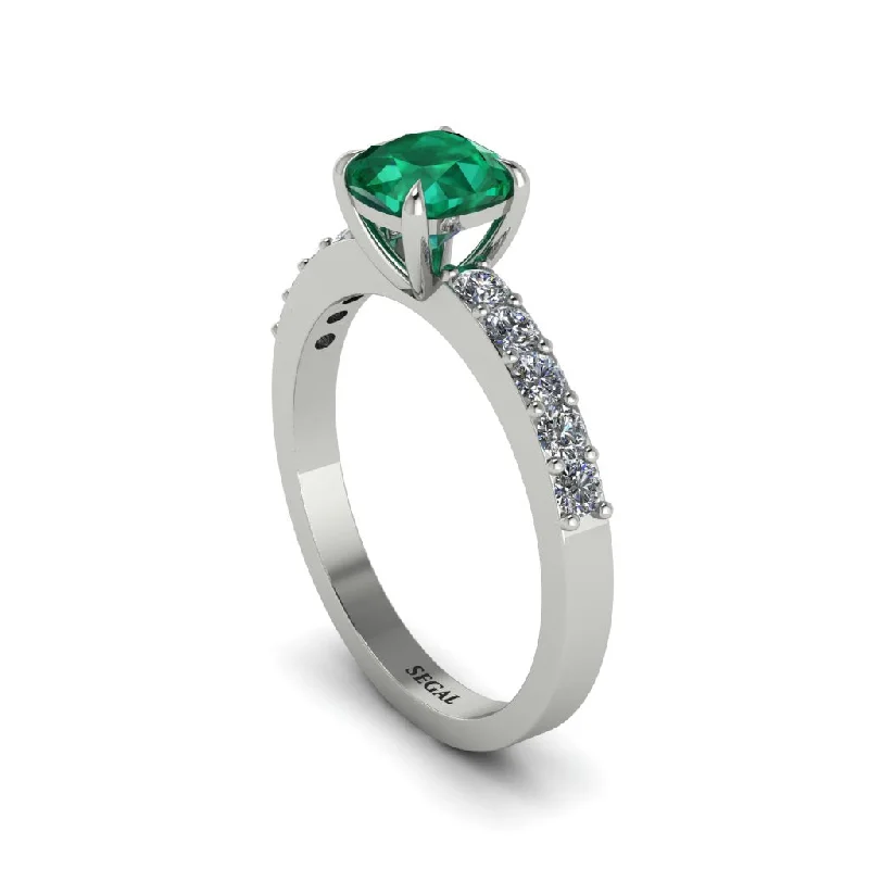 Bold Engagement Rings For Fashionable Brides-Cushion-Cut Emerald Classic Elegance Engagement Ring - Demi No. 6