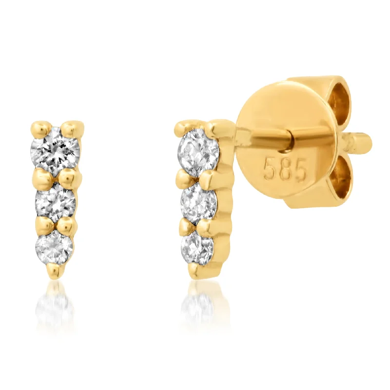 Affordable Earrings For Everyday Use-TINY DAGGER DIAMOND STUDS, 14kt GOLD