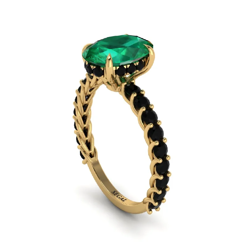 Statement Gemstone Rings For Bold Fashion-Oval-Cut Halo Emerald Timeless Elegance Engagement Ring - Kelsey No. 34