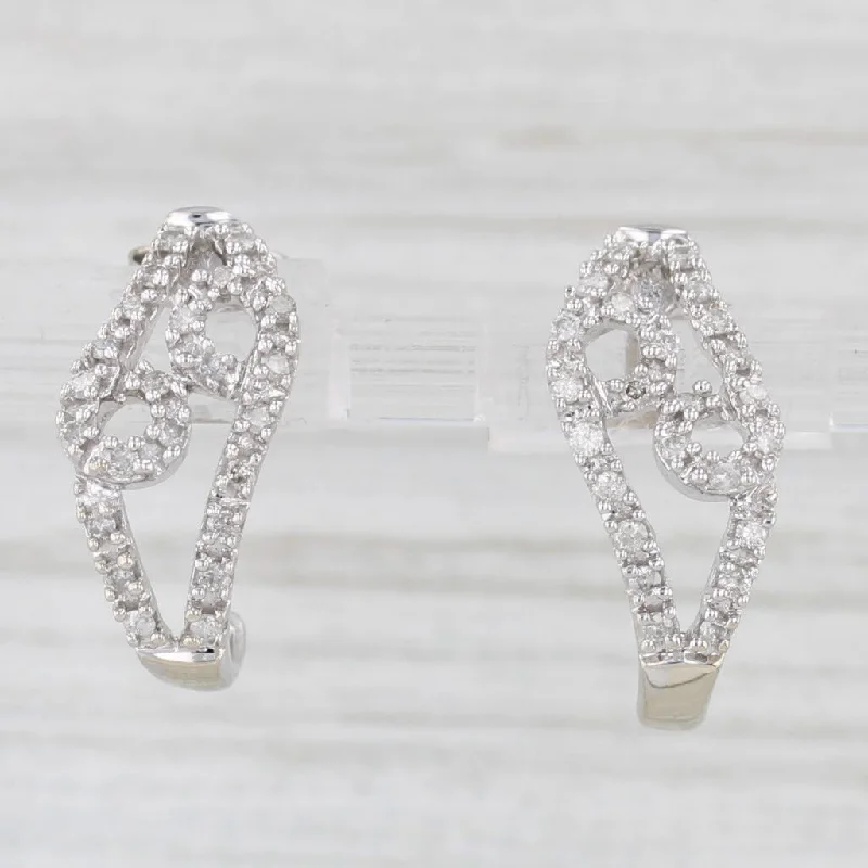 Beautiful Gold Stud Earrings For Brides-0.33ctw Diamond J-Hook Earrings 14k White Gold Drops