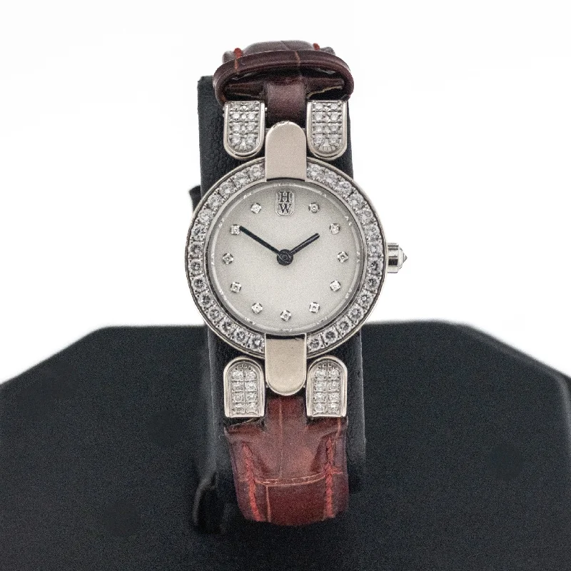 Watches For Friendship Day-Harry Winston Retired Women's 18K White Gold 0.88ctw Diamond Dial & Bezel Watch