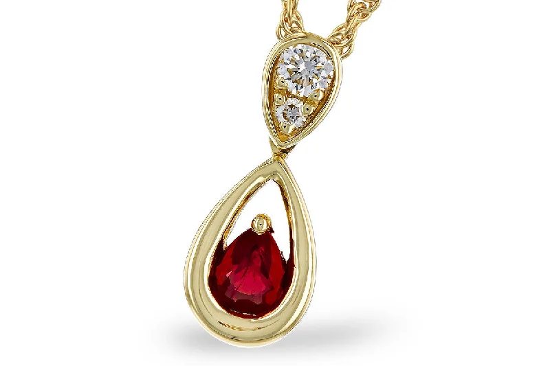 Personalized Gold Charm Necklaces For Special Gifts-14kYellow Gold Ruby & Diamond Fashion Necklace by Allison Kaufman