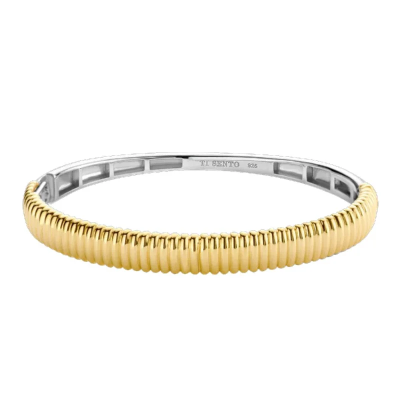 Bangles For Mother’s Day-MODERN GOLD-PLATED STERLING SILVER BANGLE BRACELET