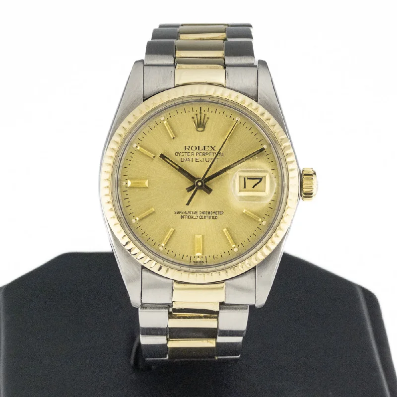 Watches With Crystal Clear Stones-1981 Rolex Datejust 36mm in Stainless Steel and 14K Gold Oyster - 16013