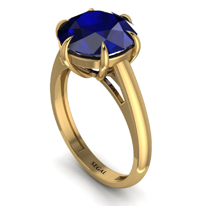 Personalized Men’s Rings For Special Occasions-Round Cut Sapphire Solitaire Engagement Ring - Miranda No. 13