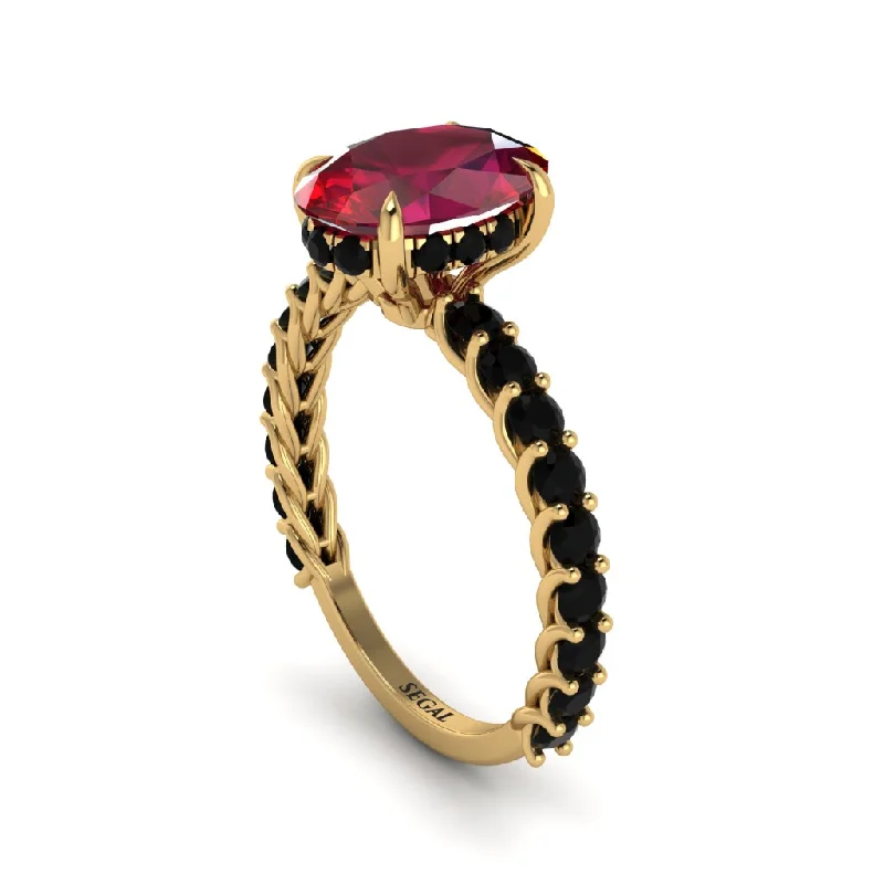 Simple Diamond Rings For Classic Fashion-Oval-Cut Halo Ruby Timeless Elegance Engagement Ring - Kelsey No. 40