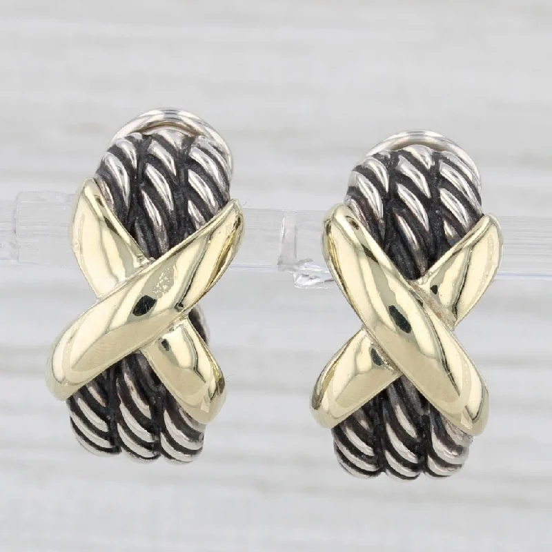 Classic Hoop Earrings For Timeless Look-David Yurman Cable X Drop Earrings Sterling Silver 14k 18k Gold Pierced J-Hooks