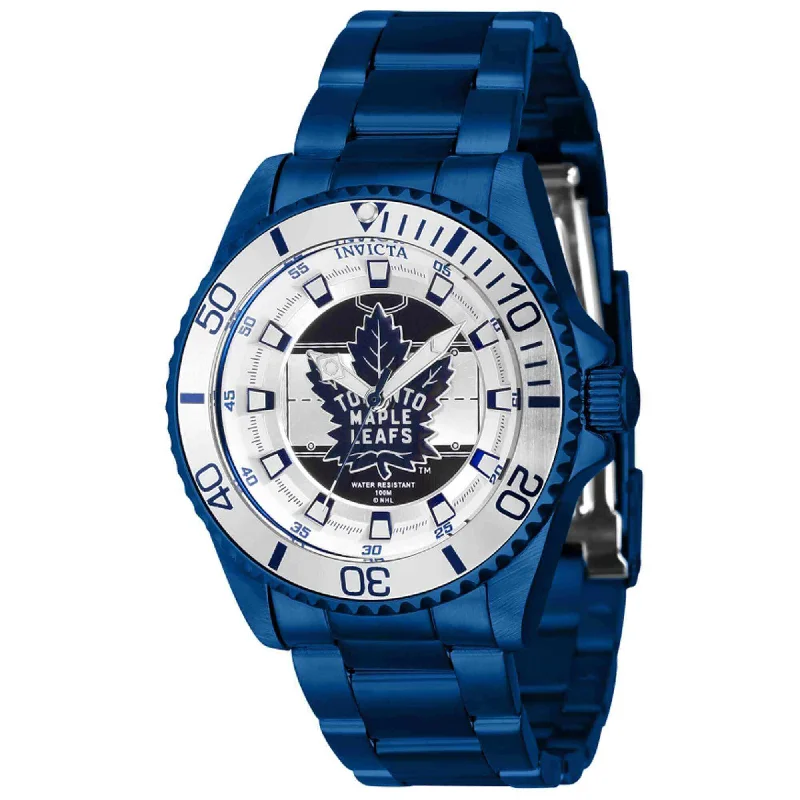 Watches For Couple Gifts-Invicta Women's Quartz Watch - NHL Toronto Maple Leafs Blue Steel Bracelet | 42210