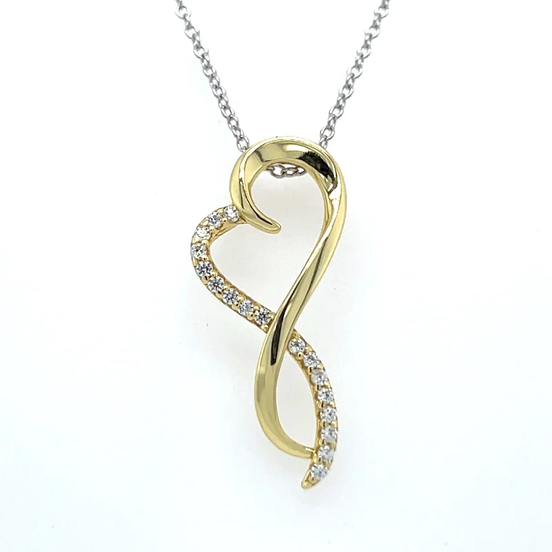 Layered Necklaces For Trendy Looks-Sterling Silver/Gold Plated Simulated Diamond Infinity Heart Necklace by Lafonn