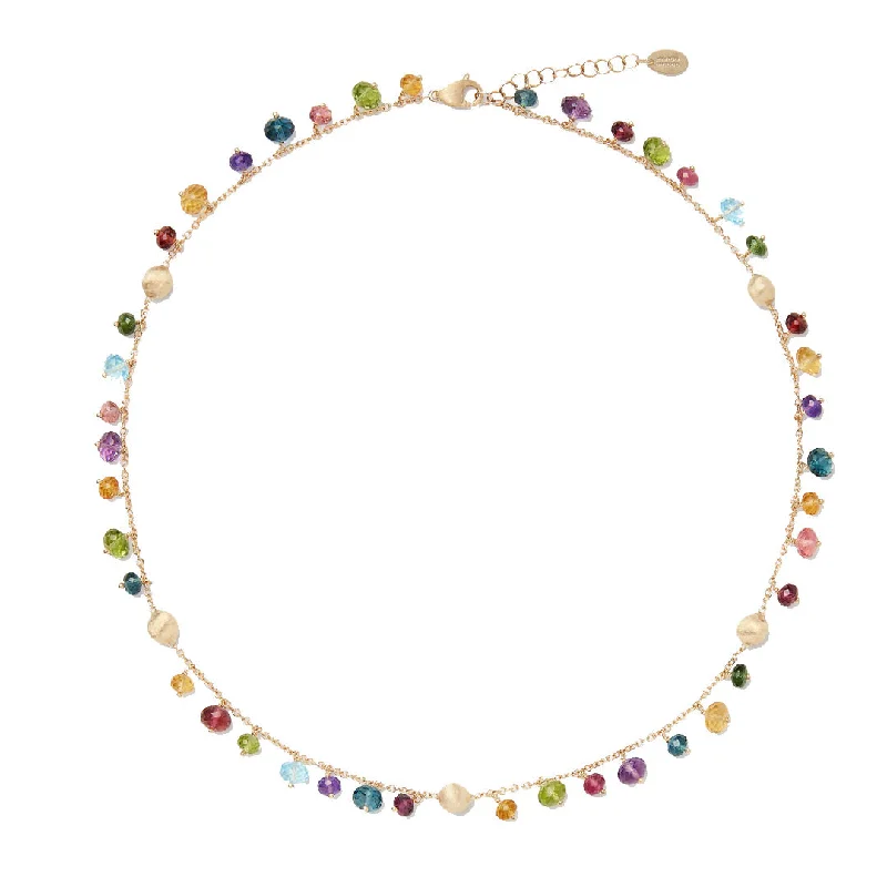 Elegant Diamond Chain Necklaces For Glamorous Fashion-Marco Bicego Africa 18K Yellow Gold Single-Strand Mixed Gemstone Necklace