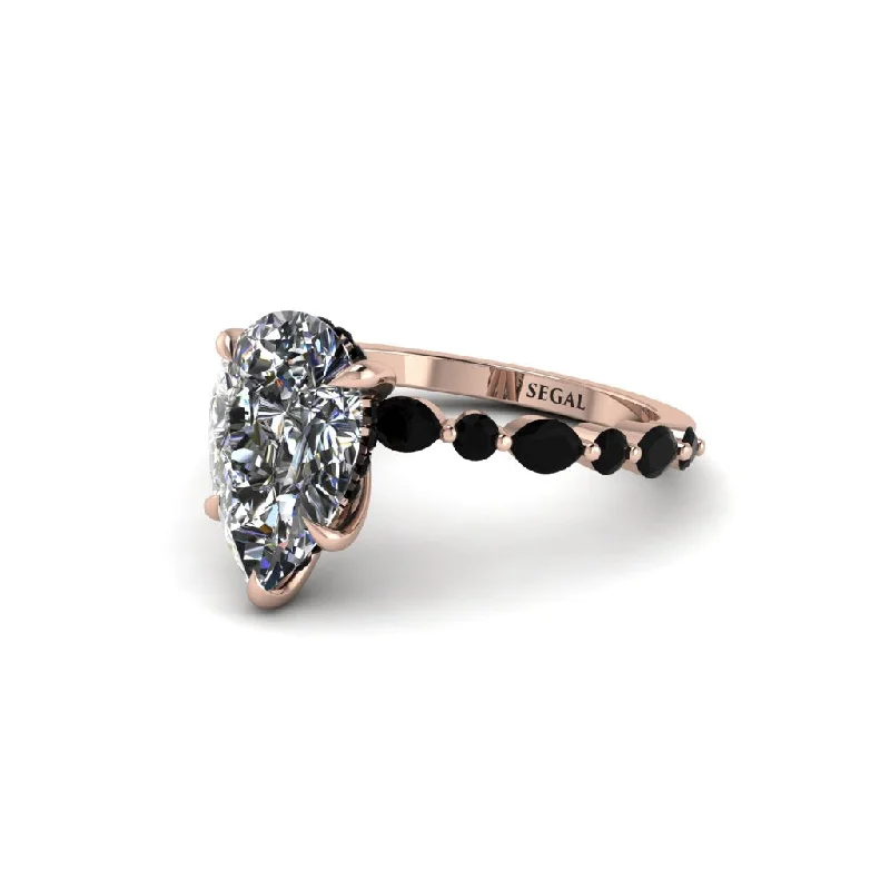 Sparkling Engagement Rings For Brides-Pear-Cut Diamond Halo Engagement Ring - Nylah No. 32