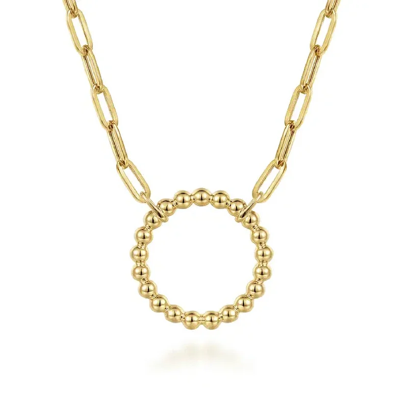 Elegant Multi-Layered Necklaces For Fashionistas-Gabriel 14K Yellow Gold Chain Necklace with Bujukan Circle