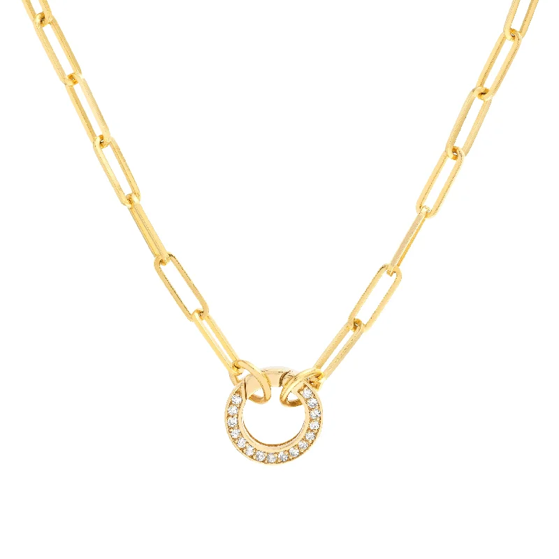 Gold Necklaces For Everyday Glam-14k Yellow Gold 3.6MM PaperClip Chain with Interchangeable Pushlocks