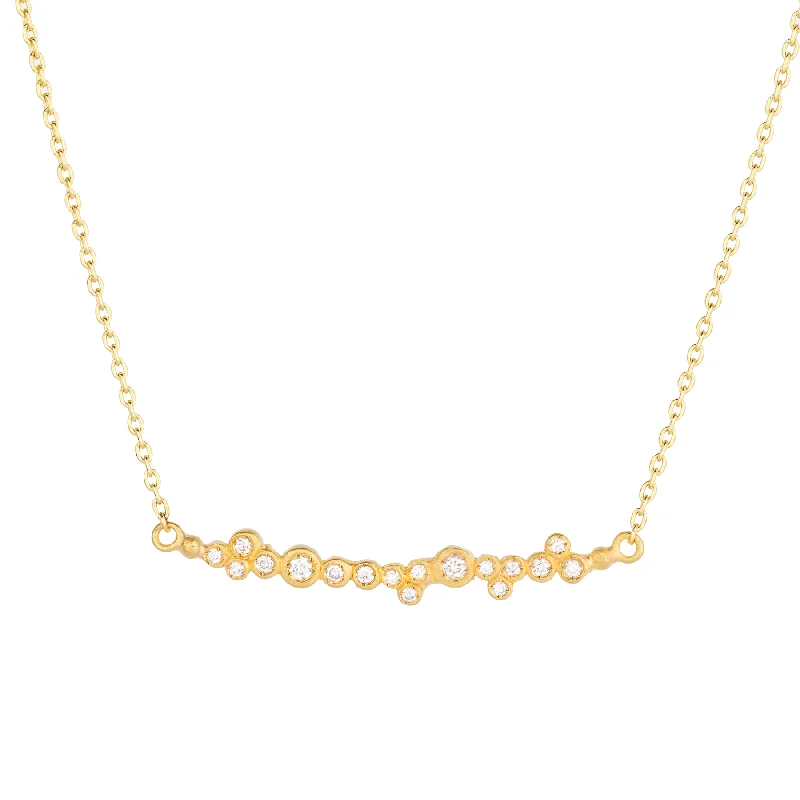 Simple Gemstone Necklace For Everyday Glam-Lika Behar "Dylan" 24K Gold Bar Diamond Necklace with Toggle