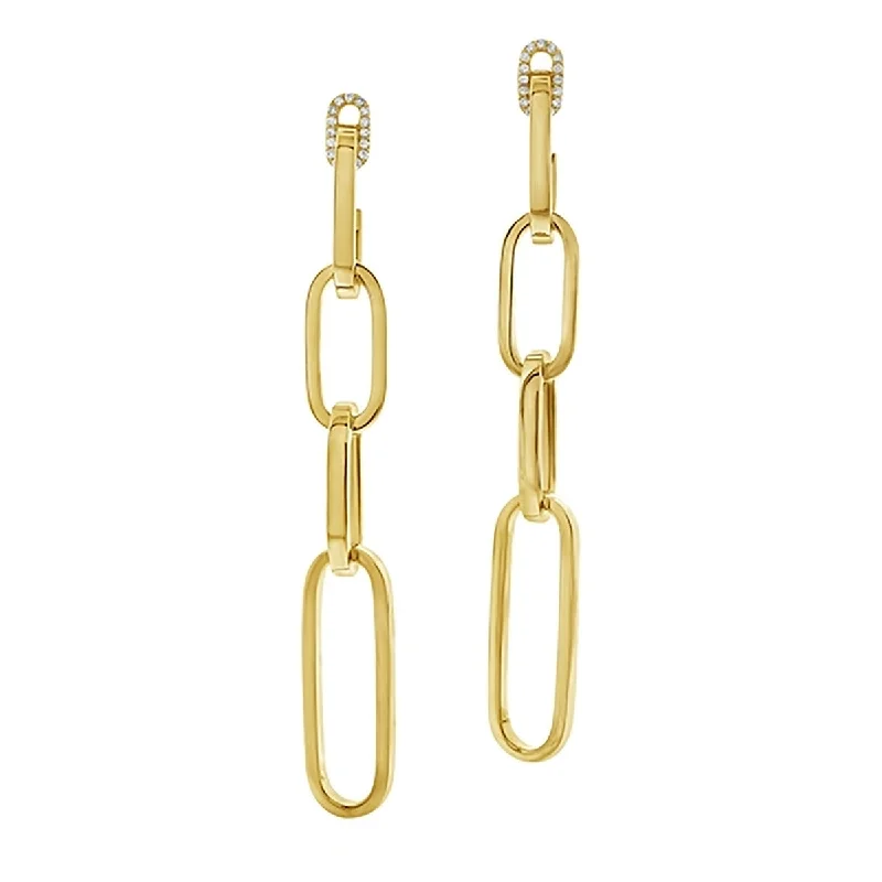 Sleek Gold Earrings For Classy Looks-18K Gold Navarra Graduated Link Drop Earrings