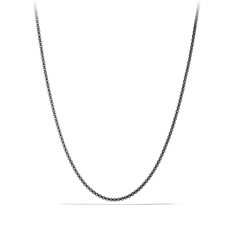 Sparkling Bar Necklaces For Evening Wear-David Yurman Men's Darkened Steel Small Box Chain Necklace