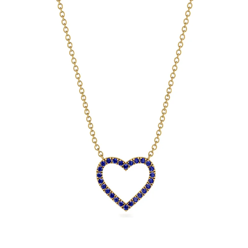 Fashionable Choker Necklaces For Summer Parties-Heart Shaped Sapphire Necklace - Marie No. 13