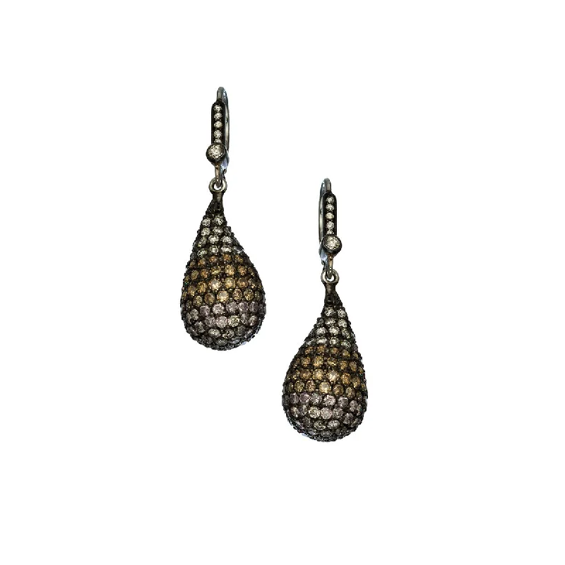 Handmade Gemstone Earrings For Special Events-18K Black Gold Ombre Drop Earrings