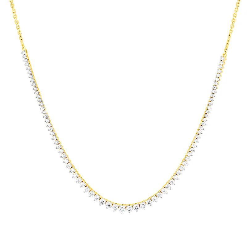 Stylish Silver Choker Necklaces For Everyday Wear-Luminesce Lab Grown 10ct Yellow Gold Tennis Necklace in 3Carat Diamond