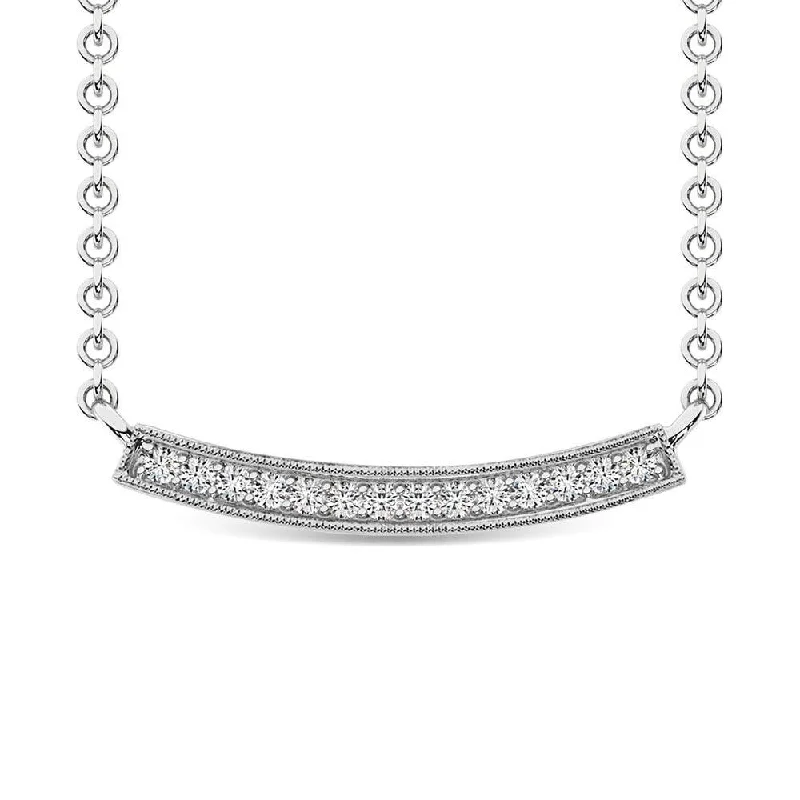 Beautiful Pearl Necklaces For Wedding Jewelry-Diamond 1/10 Ct.Tw. Fashion Necklace in 10K White Gold