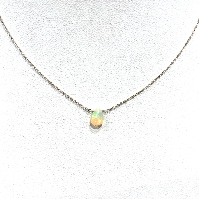 Elegant Gemstone Necklaces For Weddings-Opal Pendant Necklace