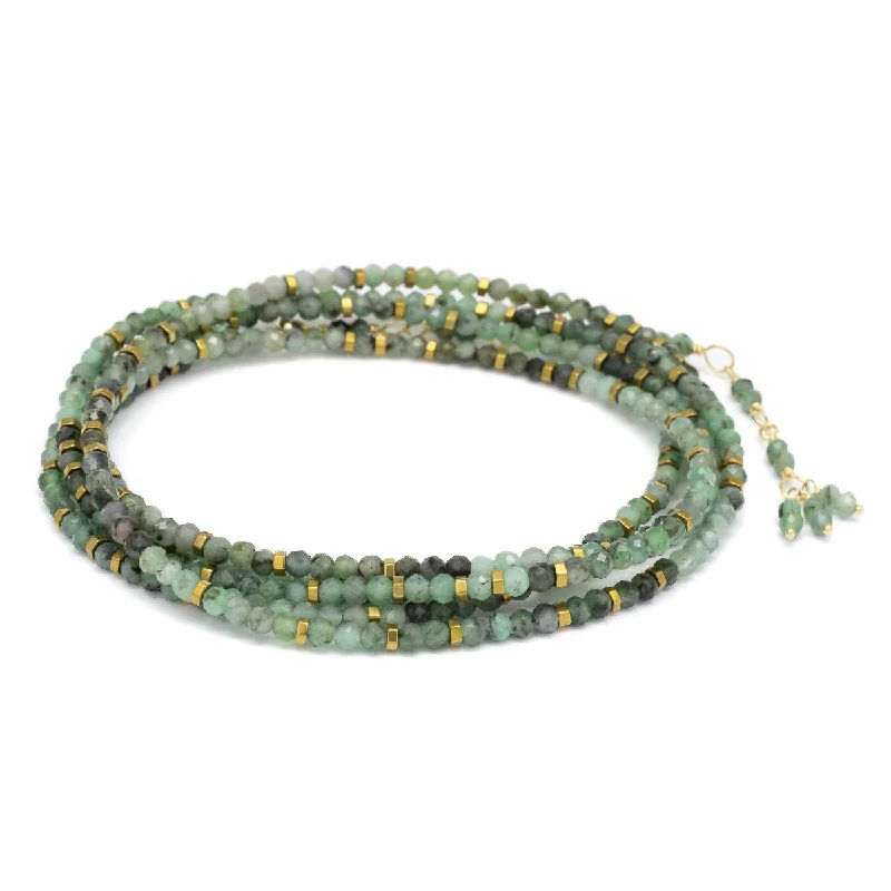 Classic Chain Necklaces For Every Occasion-Anne Sportun Confetti Sakoda Emerald Wrap Bracelet Necklace 34 Inches B098G-CON.SAK.EM