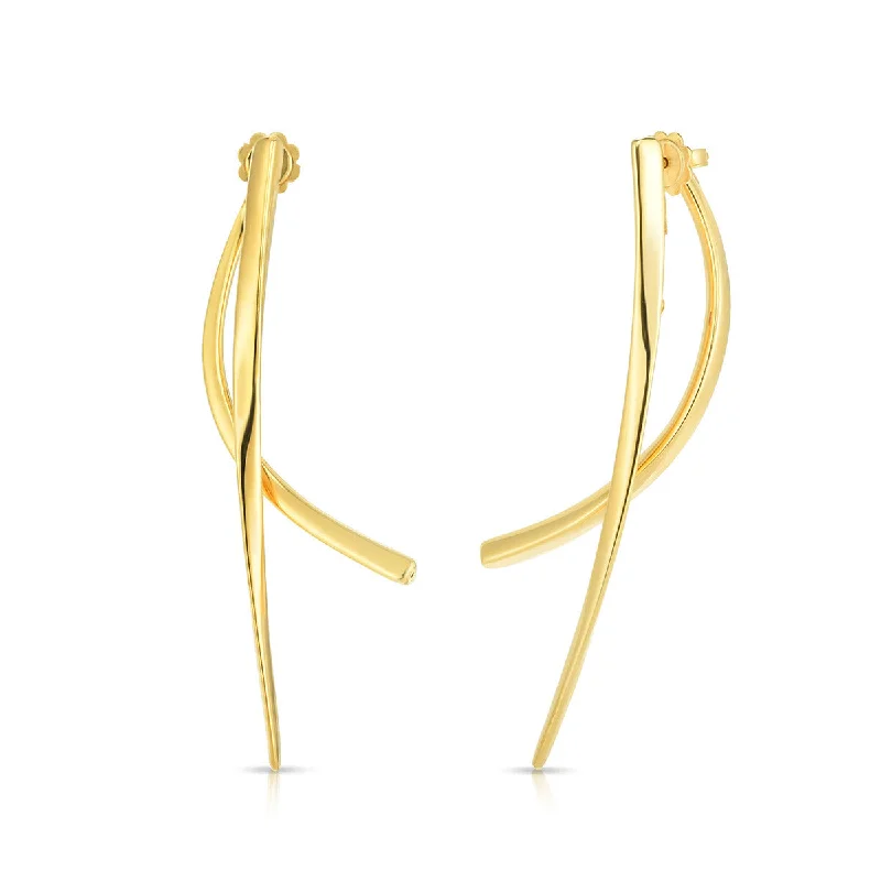 Unique Stone Earrings For Bold Looks-18K Gold Front Back Line Earrings