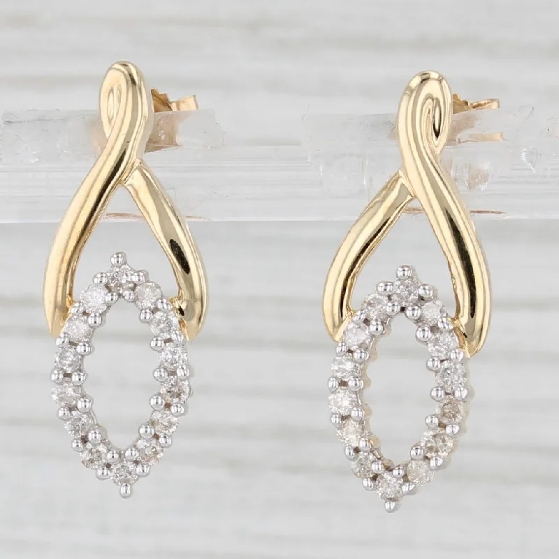 Silver Earrings With Gemstones-0.42ctw Diamond Drop Earrings 14k Yellow Gold