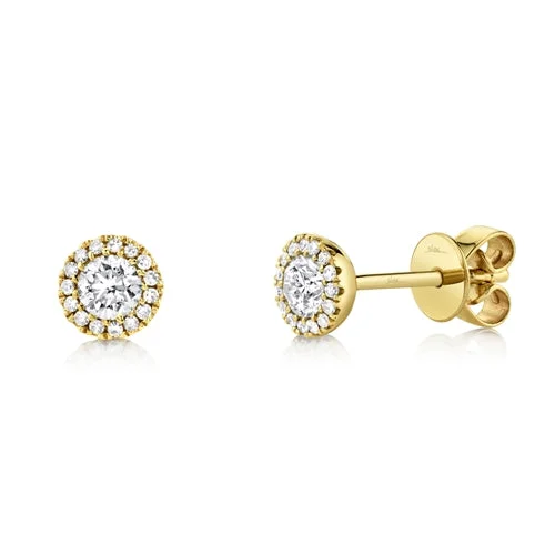 Stunning Crystal Earrings For Formal Events-14K Yellow Gold Round Brilliant Diamond Stud Earring