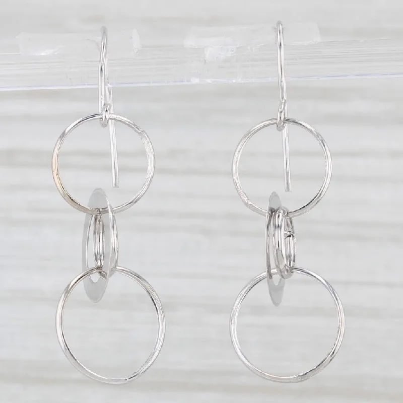 Unique Pearl Earrings For Timeless Style-Linked Circles Dangle Earrings 14k White Gold Hook Posts