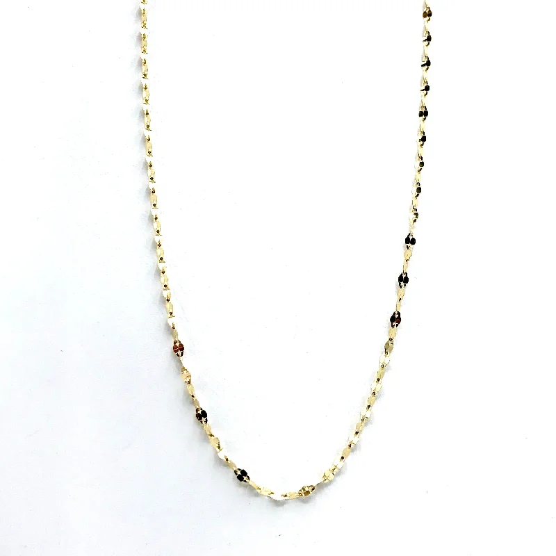 Custom Message Necklaces For Personalized Jewelry-Sparkly Italian 14 Karat Yellow Gold Chain 16"- also available in 18"