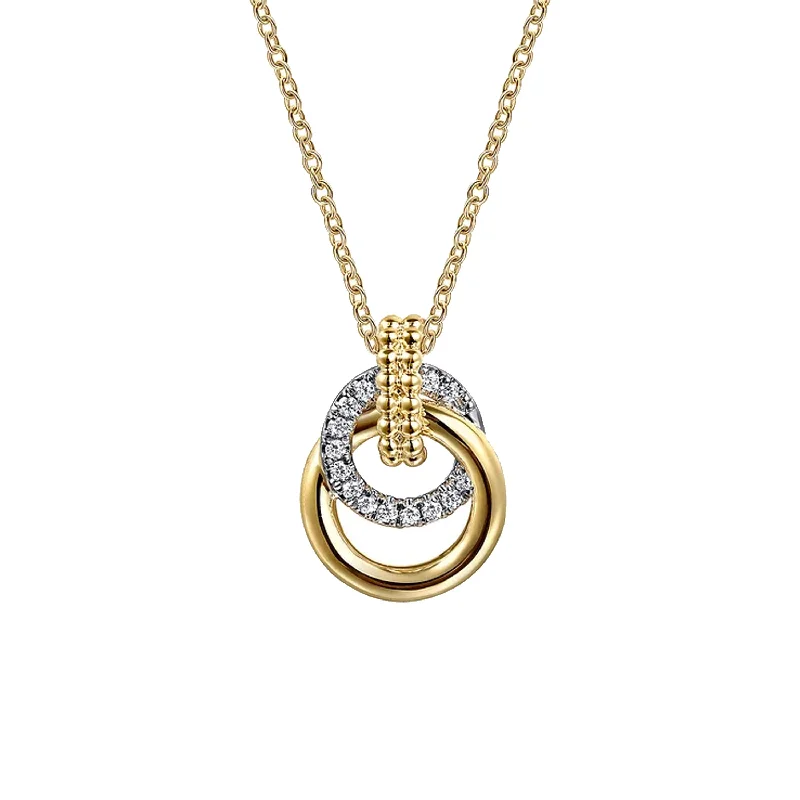 Modern Long Necklaces For Casual Style-Gabriel 14K White Yellow Gold Bujukan Diamond Pendant Necklace