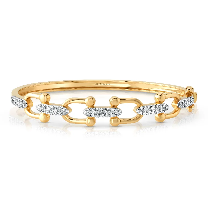 Bangles For Music Festivals-HORSEBIT DIAMOND BANGLE, 14kt GOLD