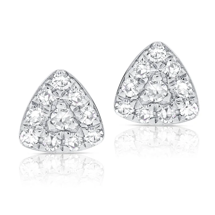 Crystal Earrings For Elegant Style-14K White Gold Diamond Petite Triangle Earrings