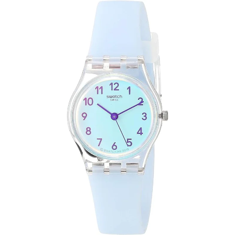 Watches With Silver Plating-Swatch Women's Watch - Swatch Essentials Casual Blue Silicone Rubber Strap | LK396