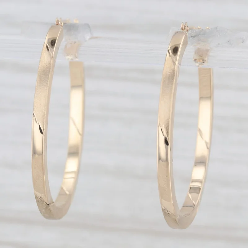 Fashionable Resin Earrings For Summer Look-Etched Hoop Earrings 14k Yellow Gold Snap Top Pierced Oval Hoops