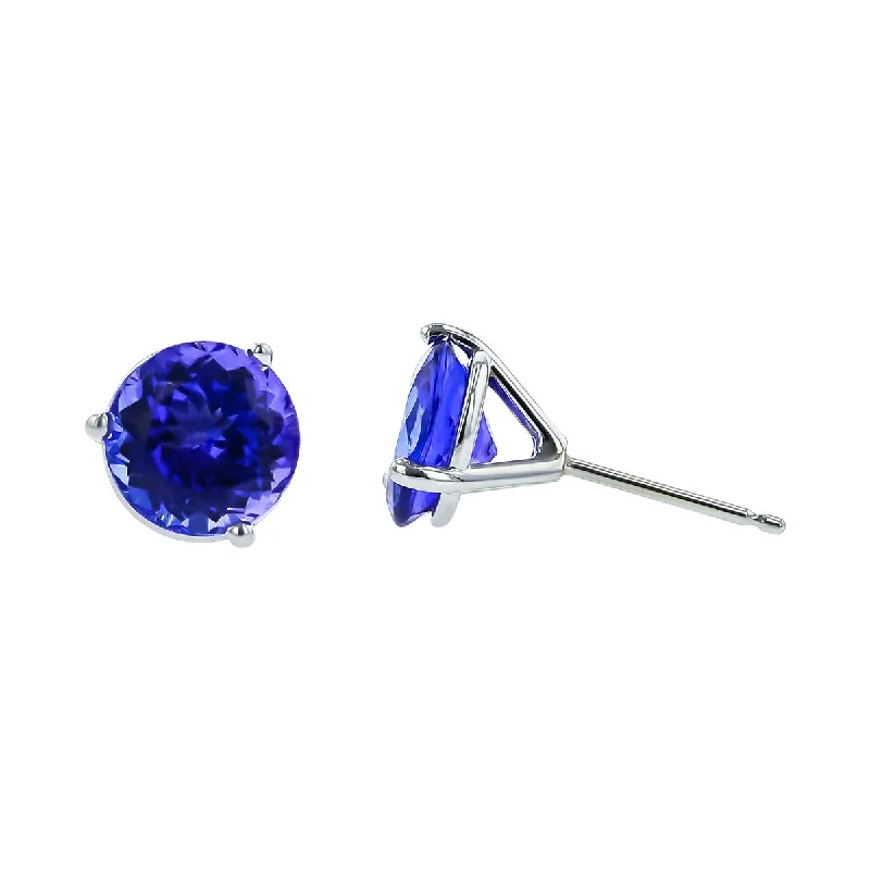 Stunning Drop Earrings For Evening Party-14K White Gold 4.28-Carat Tanzanite Stud Earrings