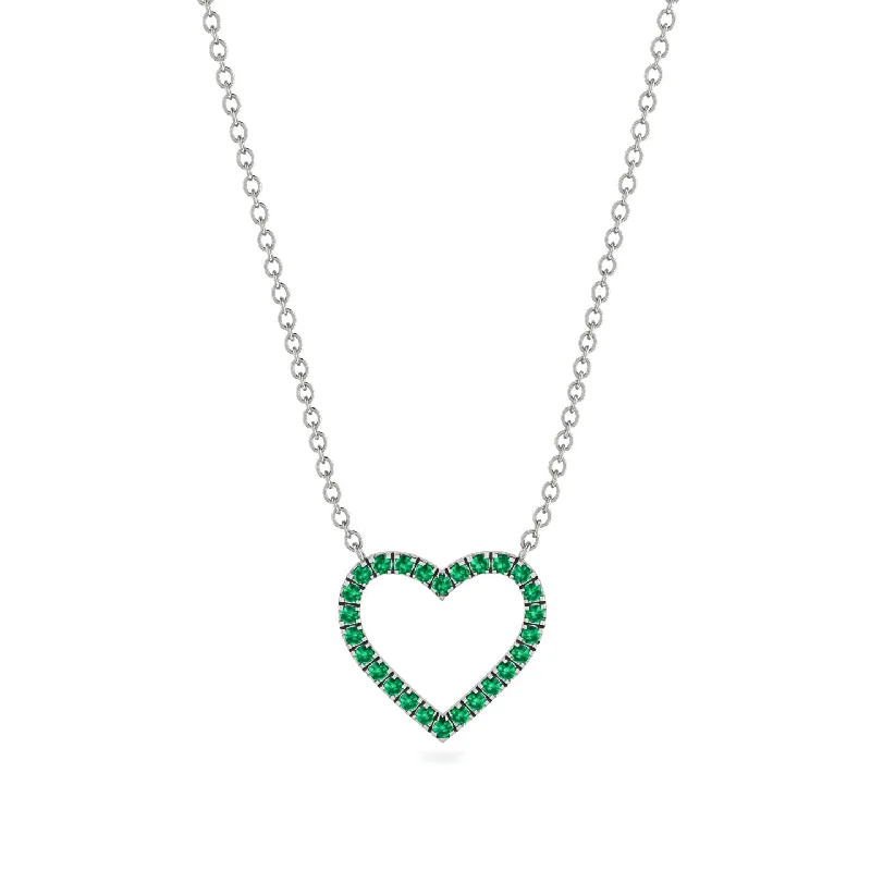 Bold Bead Necklaces For Casual Wear-Heart Shaped Emerald Necklace - Marie No. 6