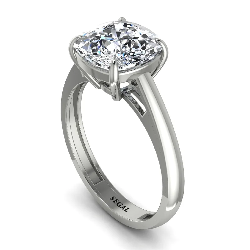 Custom Vintage Rings For Bold Fashion-Cushion Cut Diamond Solitaire Engagement Ring - Royalty No. 3