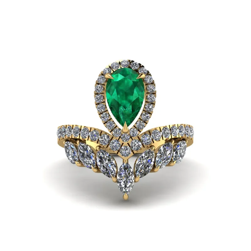 Unique Silver Rings For Personalized Style-Emerald Crown Radiance Engagement Ring - Aviana No. 4