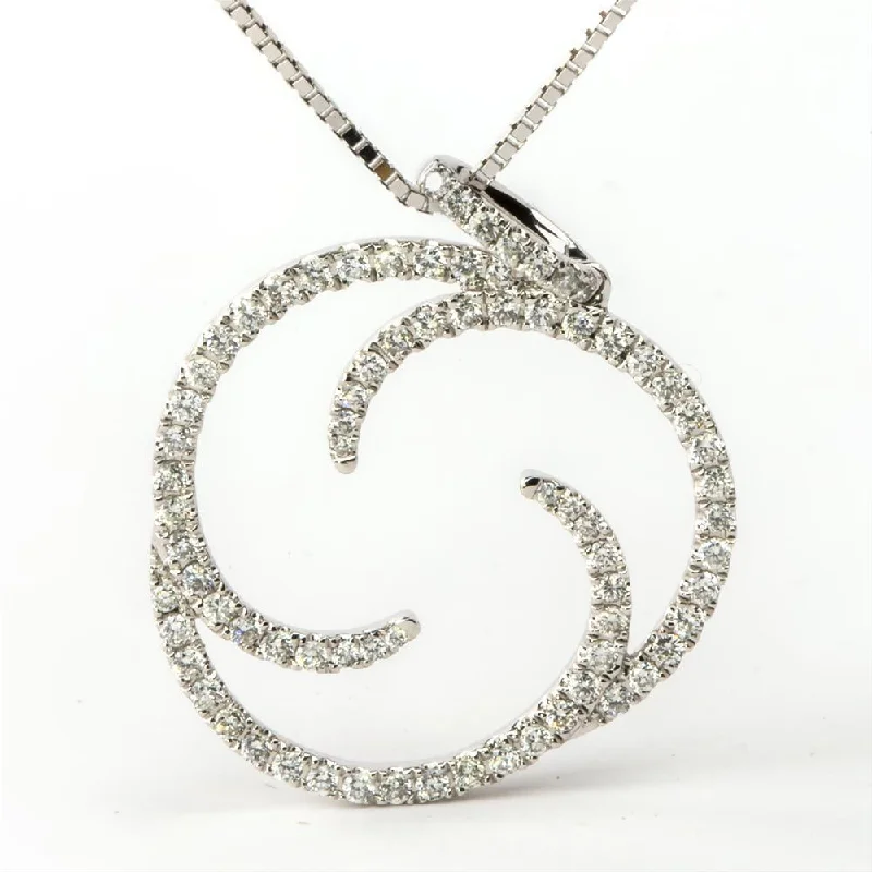 Dainty Gemstone Necklaces For Elegant Wear-Diamond Pinwheel Circle of Life Pendant Necklace 18K White Gold