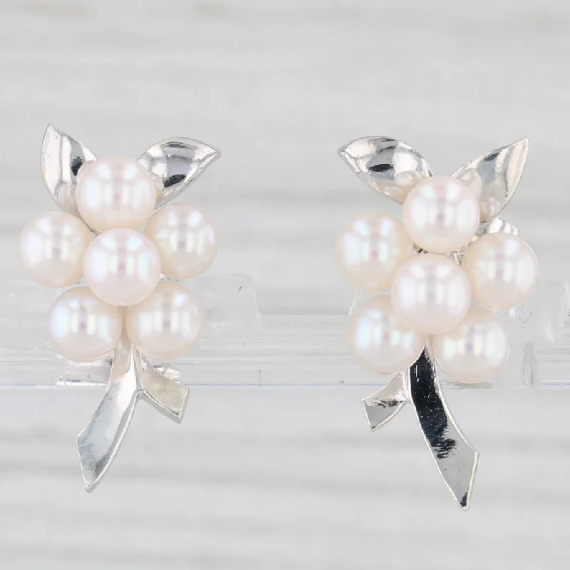 Stylish Dangle Earrings For Every Day-Mikimoto Pearl Cluster Stud Earrings Sterling Silver w/ Box