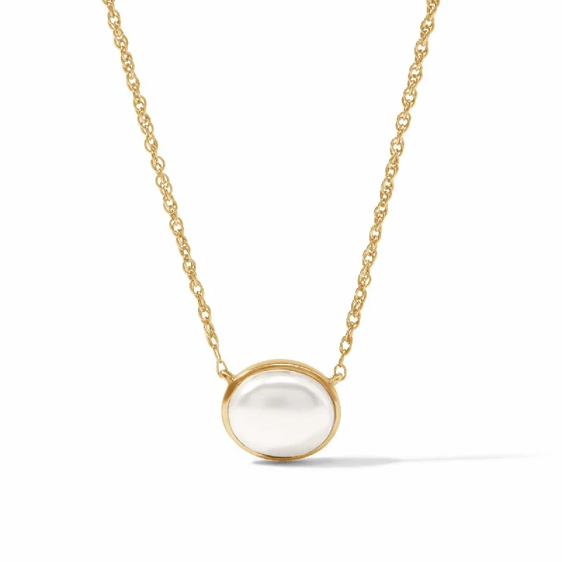 Simple Name Necklaces For Casual Wear-Pearl Nassau Solitaire Necklace