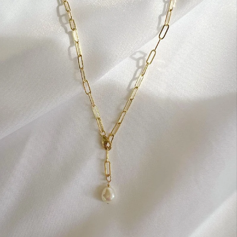 Personalized Gold Necklaces For Thoughtful Gifts-Elena Freshwater Pearl Necklace