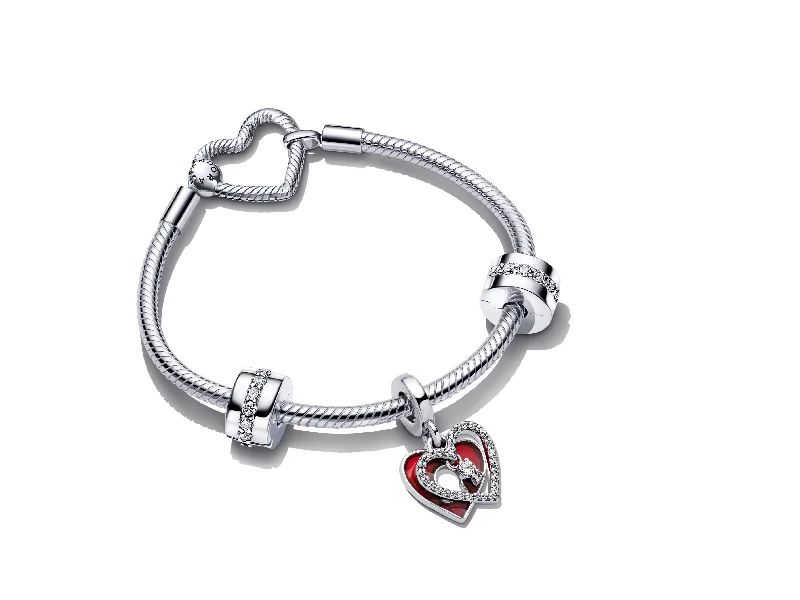 Bracelets For Outdoor Events-Heart & Keyhole Bracelet Gift Set B802375