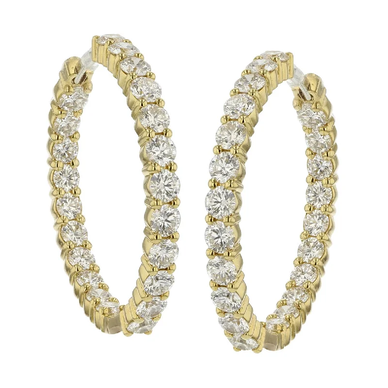 Large Resin Earrings For Bold Style-18K Gold Small Inside Outside Diamond Hoop Earrings