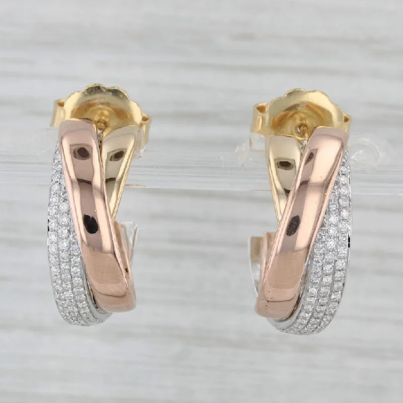 Personalized Earrings For Special Moments-0.90ctw Diamond Layered Hoop Earrings 18k Yellow White Rose Gold